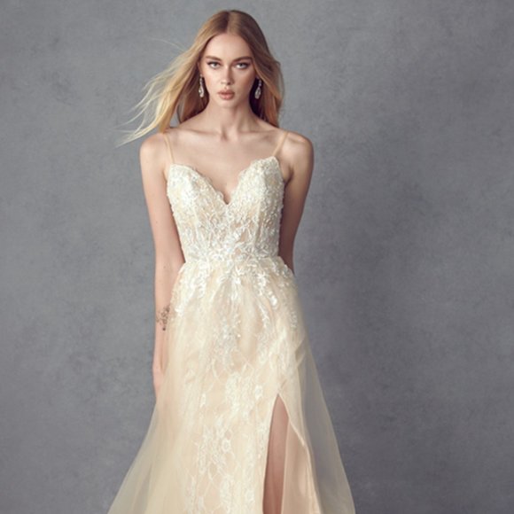 NEW FLOOR LENGTH OFF THE SHOULDER SLEEVELESS DRESS EMBROIDERED WITH LACE JT 249 - Picture 4 of 9